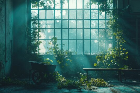 Abandoned Room with Overgrowth