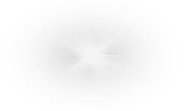 Lens flare sunlight effect with optical rings and bright rays. Stock vector illustration on transparent background.