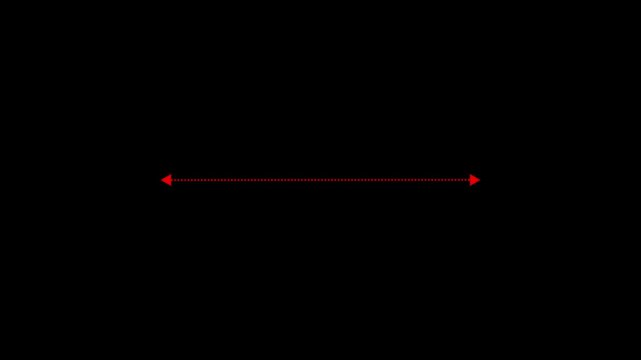 Measuring distance length dotted line animation on transparent background. measuring length dotted line animation concept