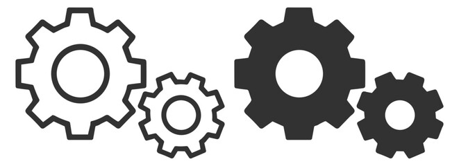 Gear mechanism and settings process, system and engineering concept icon on transparent background