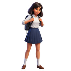 Charming young woman with backpack, ready for a day of learning and adventure