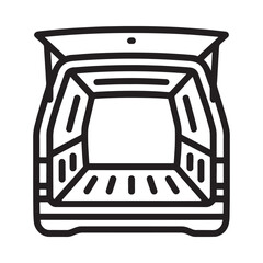 Open car trunk outline illustration showing interior space and rear compartment