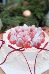 Strawberry and Cream Cake with Whipped Topping