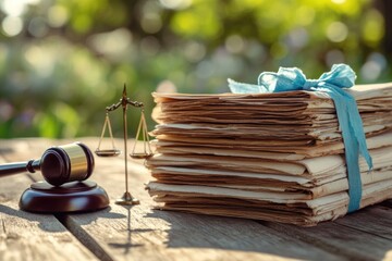 Obraz premium Justice Scales, Gavel and Legal Documents