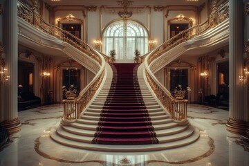 Obraz premium Luxurious Grand Staircase Interior