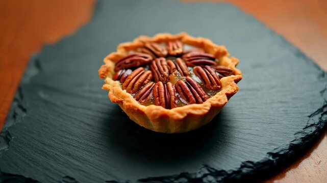 Mini Pecan Tart on Slate