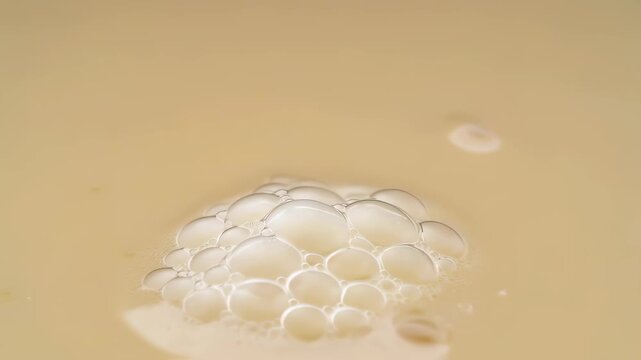 Macro Vanilla Milkshake Bubble Closeup