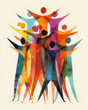 Vertical illustration showing unity empowerment and diversity