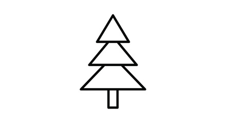 Fototapeta premium Stylized pine tree icon made of three stacked triangles and a small trunk forms a simple evergreen symbol for nature and outdoors.