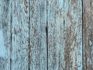 old wood background,The blue paint is peeling off on the wooden panel.