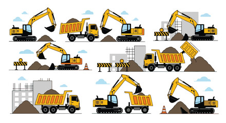 Construction equipment working site scene © Youland