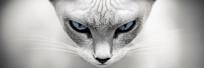 Stunning Grey Sphynx Cat Portrait Featuring Captivating Blue Eyes and Intricate Facial Details