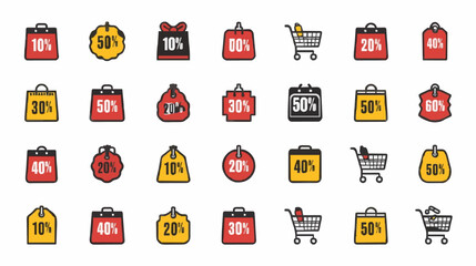 Dynamic set of Big Sale, Flash Sale, and Mega Sale promotion shopping discount icons for e-commerce platforms