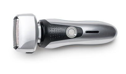Men's electric shaving machine on a white isolated background