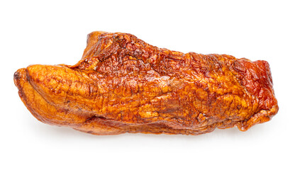 smoked pork close-up on a white isolated background