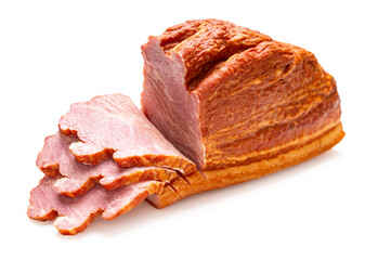 smoked pork close-up on a white isolated background