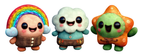 Fototapeta premium Colorful Plush Characters for Celebration in Unity and Joyful Art Style