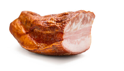 smoked pork close-up on a white isolated background