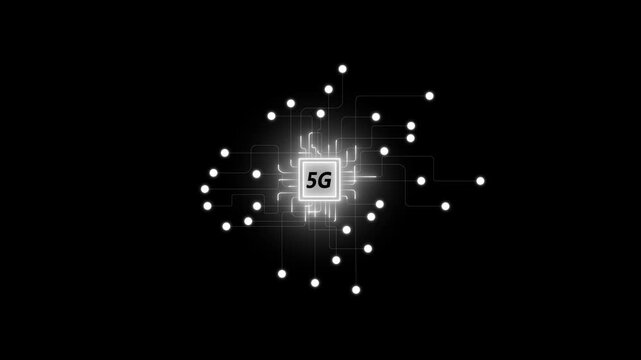 Futuristic Wireless Network Technology Animation Featuring 5G 6G and 7G Concept with Glowing Digital Circuit Connections for Innovation and Communication Background