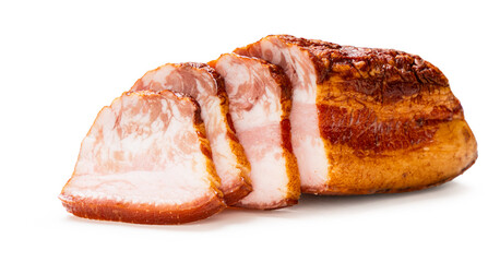 smoked pork close-up on a white isolated background