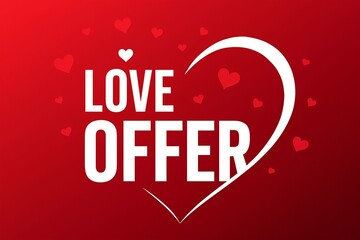 Fototapeta premium A love offer graphic with hearts on a vibrant red gradient background