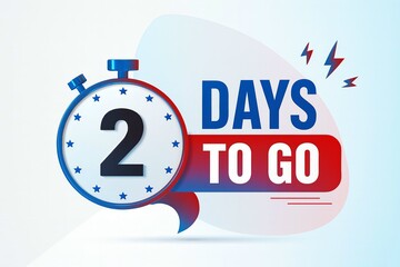 Modern countdown timer illustration showing two days to go for an upcoming event or promotion