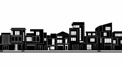 Obraz premium Modern Cityscape Silhouette of Buildings.