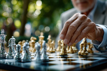 Chess game in the park showcases strategic moves and timeless competition