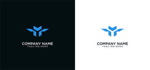 Abstract y letter minimalist logo design