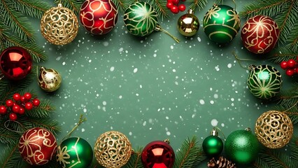 Christmas decoration with ornaments and pine branches