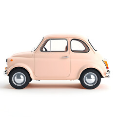Retro Miniature Toy Car with Soft Pastel Colors, Minimalist 3D Illustration
