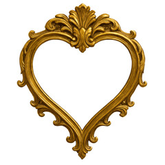 Golden vintage ornate heart frame.