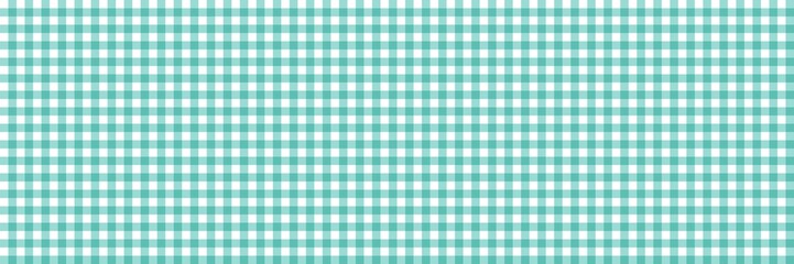 ​Seamless teal and white classic gingham plaid pattern for background, textile, wallpaper, or summer picnic decoration.