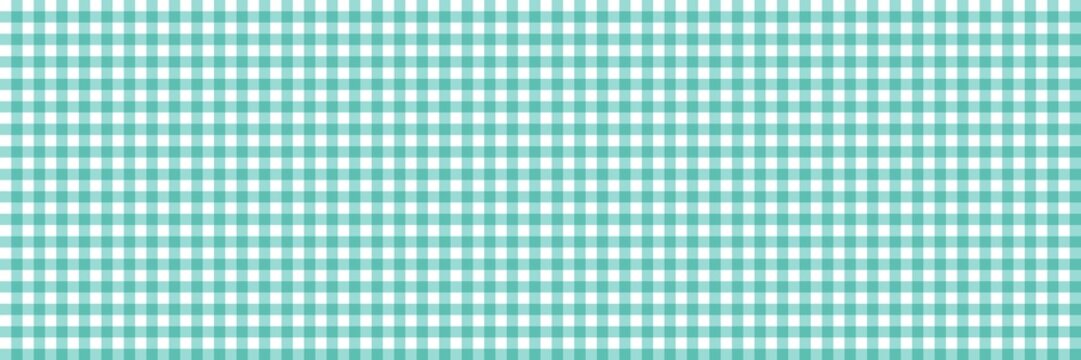 ​Seamless teal and white classic gingham plaid pattern for background, textile, wallpaper, or summer picnic decoration.