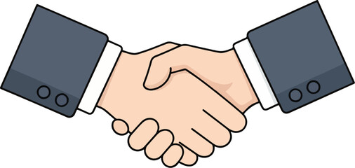 Business handshake agreement partnership deal contract closing concept cartoon illustration isolated on white background