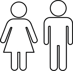 Black and White Line Art Icon for Male and Female Restroom Sign Public Bathroom Door Symbol for Gender Identification