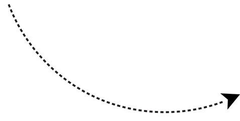 Black dotted line arrow , isolated on transparent background