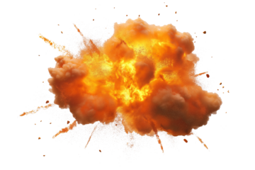 Dramatic explosion isolated on white or transparent PNG background. Perfect for action, gaming, and special effects designs. Premium blast graphic for digital artwork and creative projects.