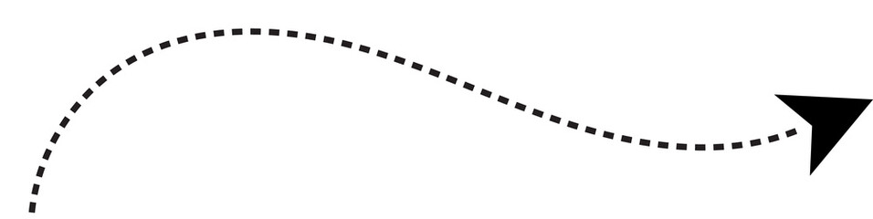 Black dotted line arrow , isolated on transparent background