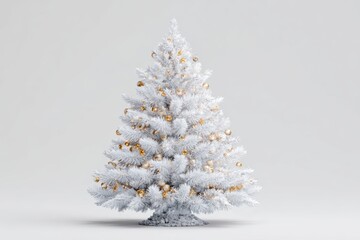 white Christmas tree on white background. Christmas greeting card design.