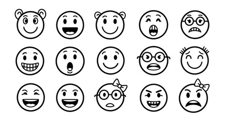Obraz premium Set of diverse cartoon faces expressing various emotions and moods