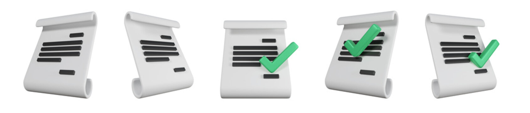 3D document icon showing task completion and approval status. Great for workflow automation or approval system videos.