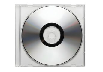 A blank compact disc in a transparent jewel case ready for data storage or music recording