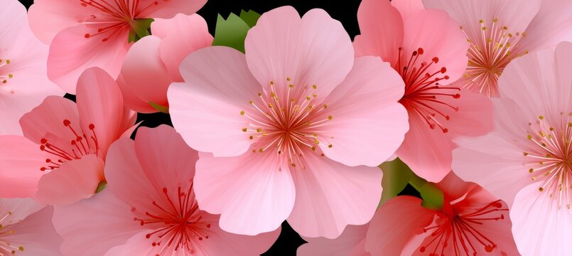 Delicate Sakura Blossom Abundance, Beautiful Japanese Cherry Flowers in a Seamless Vector Pattern