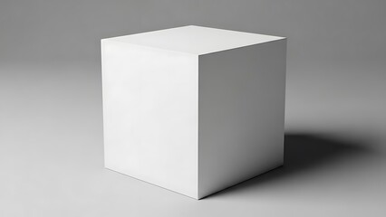 Naklejka premium White cube on gray background with shadow