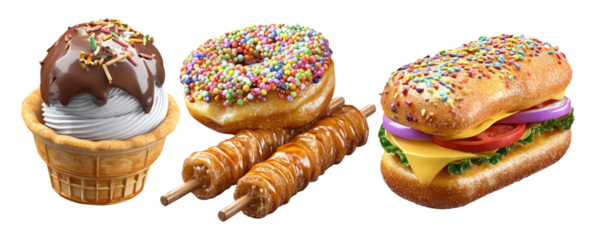 Sweet Treats with Glossy Finish and Textures – Ice Cream, Donut, and Snack Foods