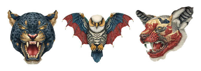 Colorful Animal Icons Illustrating Silent and Mysterious Creatures in Art Style