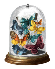 Vintage butterflies globe  illustration isolated on white background