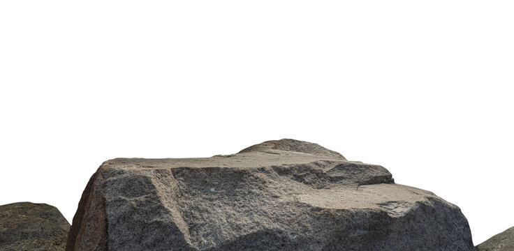 Fototapeta Rock Podium isolated, Stone stand Display product on white background,Stones Sea formation located part of the mountain,Group of Cliff Rock with natural rough texture surface with clipping path