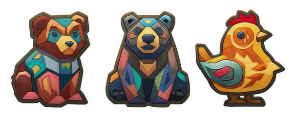 Colorful Embroidered Animal Illustrations with Soft Thread Design for Creative Projects